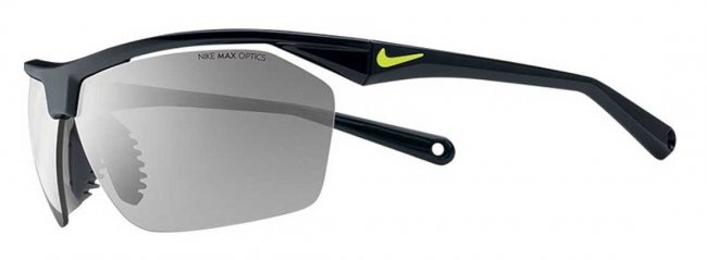 Спортивные очки Nike Vision Tailwind 12 E черная оправа и дужки, серые линнзы, зеленый логотип