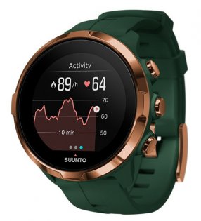 Часы Suunto Spartan Sport Wrist HR Forest цвет бронзовый с зеленым ремешком, на экране текущий и средний пульс