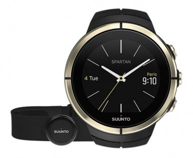 Часы Suunto Spartan Ultra HR Smart Sensor цвет золотой с черным ремешком, фото с пульсометром