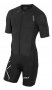 Мужской стартовый костюм 2XU с удлиненными рукавами черный вид спереди артикул MT3613d BLK/BLK №1