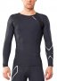 Компрессионная кофта 2XU Compression Long Sleeve Top артикул MA2308а BLK/SIL черная с серебряным логотипом №3