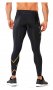 Компрессионные тайтсы 2XU MCS Run Compression Tights артикул MA4411b BLK/GLD черные с золотым логотипом, сзади по центру карман на молнии №2