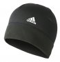 Шапка Adidas Climawarm Fleece Beani артикул BR0813L черная с флисом, впереди белый логотип №1