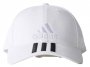 Кепка Adidas Six-Panel Classic 3-Stripes артикул BK0806M белая по центру вышит белый логотип на козырьке три черные полосы №1