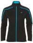 Куртка Asics Softshell Jacket W артикул 146604 0877 черная с голубой молнией и полосками №1
