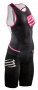 Женский стартовый костюм Compressport TR3 Aero Trisuit W артикул TSUTRIW-99 черный с белым логотипом и розовым кантом №1