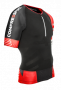 Стартовая футболка Compressport Triathlon Aero Top артикул TSTRIV2-99 черная с красным, молния до середины груди №1