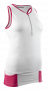 Женская стартовая майка Compressport Triathlon Ultra Tank W артикул TSTRIW-TK00 белая с розовым, молния до середины груди, вокруг пояса карманы №1
