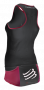 Женская стартовая майка Compressport Triathlon Ultra Tank W артикул TSTRIW-TK99 черная с розовым, сзади белый логотип, карманы вокруг пояса №2