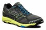 Кроссовки Mizuno Wave Mujin 4 G-TX артикул J1GJ1757 09 черные, желтая подошва, синие шнурки №4