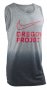 Майка Nike Dry Running Tank артикул 863192 063 серая с градиентом, красным логотипом и надписью №1