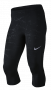 Тайтсы 3/4 Nike Power Running Tights артикул 856884 010 черные с логотипом на правой штанине №1