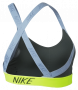 Бра Nike Pro Indy Logo Back Bra W серый на спине голубые бретели с названием бренда крест накрест №2