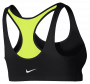 Бра Nike Pro Zip Sports Bra W артикул 858429 010 черное с салатовой вставкой и логотипом на спине №2