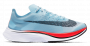 Кроссовки Nike Zoom Vaporfly 4% артикул 880847 401 голубые с красной полоской на подошве носком вправо №1