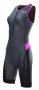 Женский стартовый костюм TYR Competitor Padded Front Zip Tri Suit черный с розовым, на груди молния артикул TTSCOF6A 030 №1